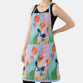 Abstract Blue Wren Australian Bird Birds Apron Schort