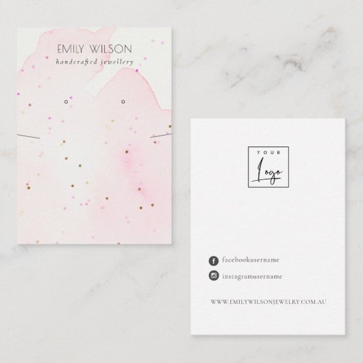Abstract Blush Confetti Ketting Veroorbaar beeldsc Visitekaartje (Voorkant / Achterkant)
