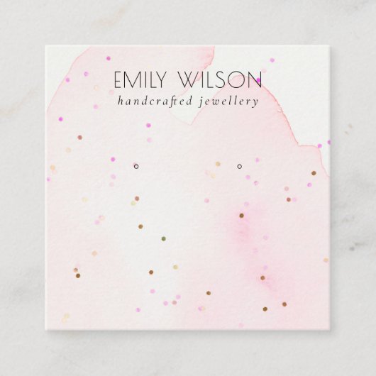 Abstract Blush Confetti Stud Earning Display Vierkante Visitekaartje (Voorkant)