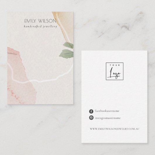 Abstract Blush Earish Green Ketting Band Display Visitekaartje (Voorkant / Achterkant)