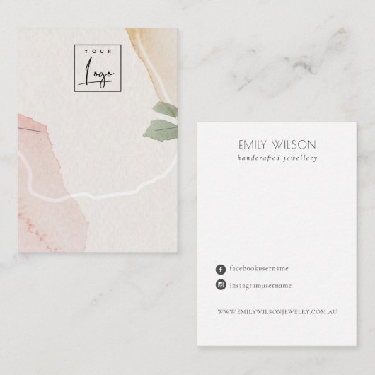 Abstract Blush Early Ketting Band Logo-beeldscherm Visitekaartje (Voorkant / Achterkant)