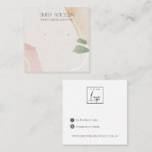 Abstract Blush Earthy Green Stud Earning Display Vierkante Visitekaartje (Voorkant / Achterkant)