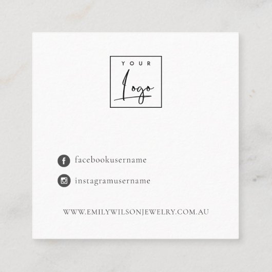 Abstract Blush Earthy Green Stud Earning Display Vierkante Visitekaartje (Achterkant)