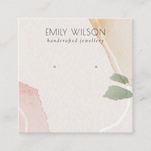Abstract Blush Earthy Green Stud Earning Display Vierkante Visitekaartje (Voorkant)