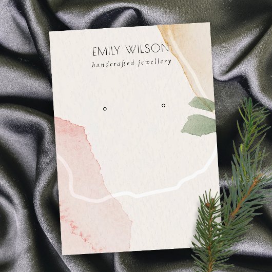 Abstract Blush Earthy Green Stud Earning Display Visitekaartje
