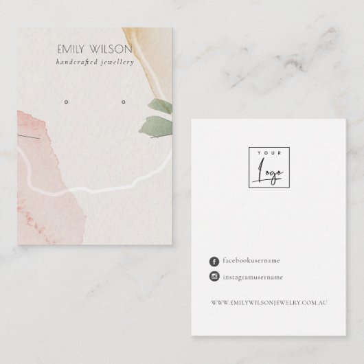 Abstract Blush Earthy Ketting Earning Display Visitekaartje (Voorkant / Achterkant)