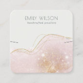 Abstract Blush Gold Glitter Shiny Earning Display Vierkante Visitekaartje (Voorkant)