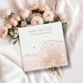 Abstract Blush Gold Glitter Shiny Earning Display Vierkante Visitekaartje