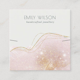 Abstract Blush Gold Glitter Shiny Earning Display Vierkante Visitekaartje
