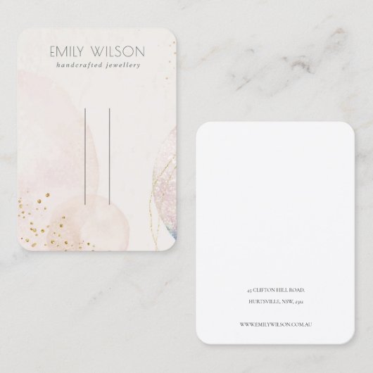 Abstract Blush Gold Waterverf Hairpin-beeldscherm Visitekaartje (Voorkant / Achterkant)