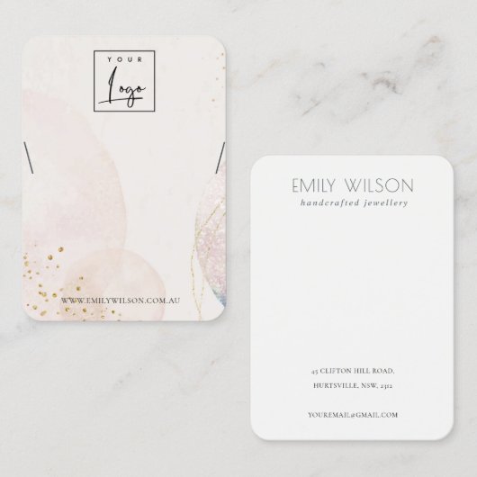 Abstract Blush Gold Waterverf Ketting beeldscherm Visitekaartje (Voorkant / Achterkant)