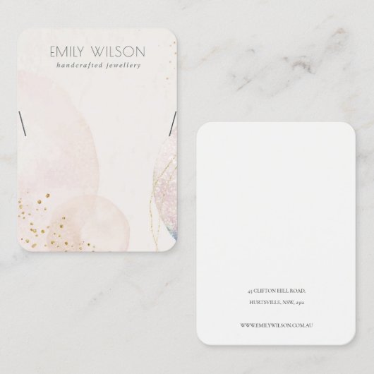Abstract Blush Gold Waterverf Ketting beeldscherm Visitekaartje (Voorkant / Achterkant)