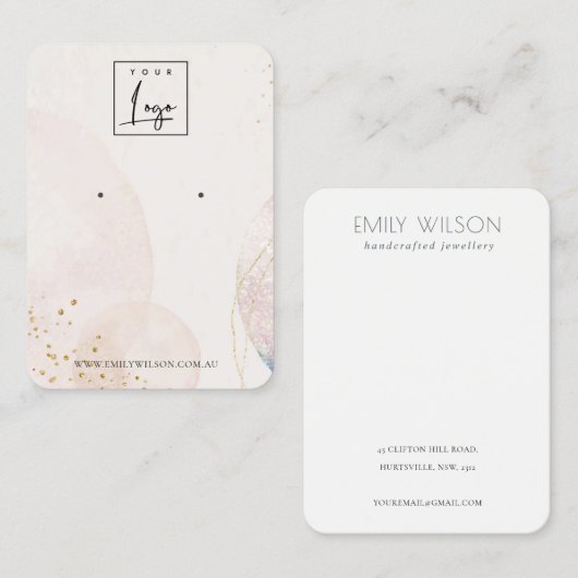 Abstract Blush Gold Waterverf Veroorbaar beeldsche Visitekaartje (Voorkant / Achterkant)