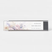 Abstract Blush Lila Waterverf Roos Bloemen Bunch Bureau Naambordje (Voorkant)