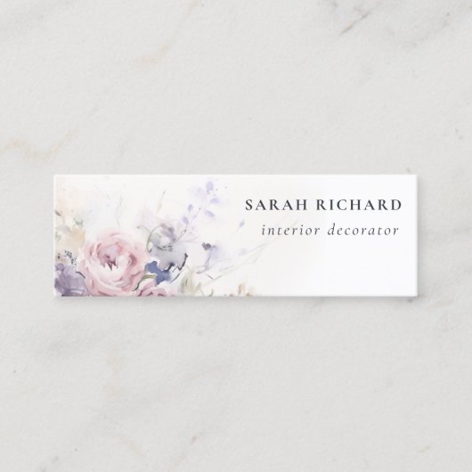 Abstract Blush Lila Waterverf Roos Bloemen Bunch Mini Visitekaartje (Voorkant)