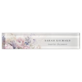 Abstract Blush Lila Waterverf Roos Bloemen Bunch Naambordje (Voorkant)
