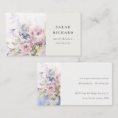 Abstract Blush Lila Waterverf Roos Bloemen Bunch Visitekaartje (Voorkant / Achterkant)