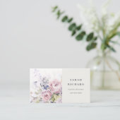Abstract Blush Lila Waterverf Roos Bloemen Bunch Visitekaartje (Staand voorkant)