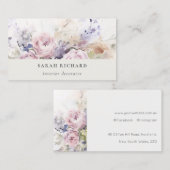 Abstract Blush Lila Waterverf Roos Bloemen Bunch Visitekaartje (Voorkant / Achterkant)