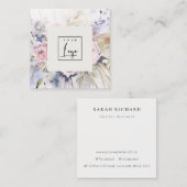 Abstract Blush Lila Waterverf Roos Bloemen Logo Vierkante Visitekaartje (Voorkant / Achterkant)