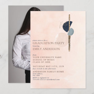 Abstract Blush Pink Gold Flute Photo Afstuderen Kaart