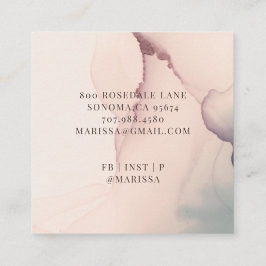 Abstract Blush Pink Monogram Square Visitekaartje (Achterkant)