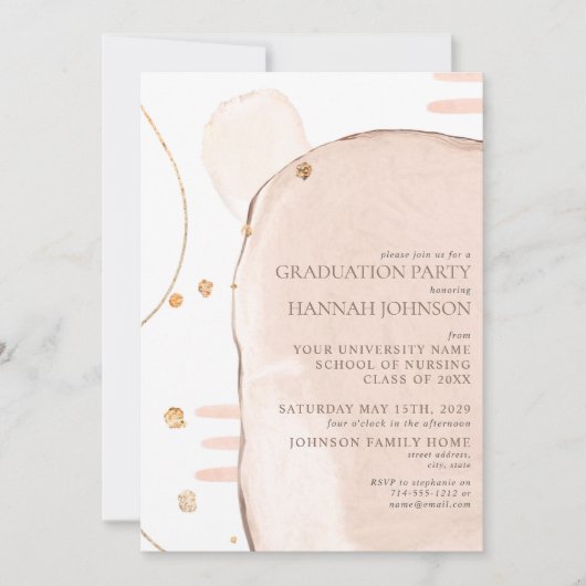 Abstract Blush Roze & Gold Foil Foto Afstuderen Kaart (Voorkant)