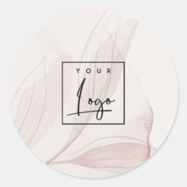 Abstract Blush Waterverf Bladgroen Zakelijk Logo Ronde Sticker