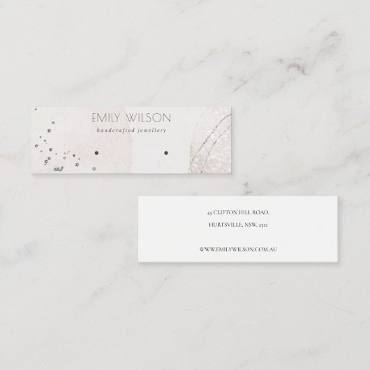 Abstract Blush Waterverf Silver Earning Display Mini Visitekaartje (Voorkant / Achterkant)