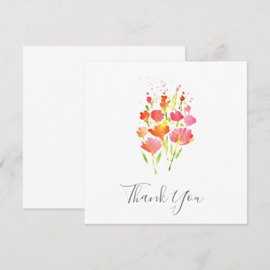 Abstract boeket van gemengde bloemen bedankkaart (Voorkant / Achterkant)