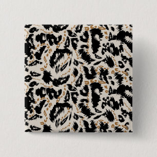 Abstract Boheemien Afrikaans Luipaard Patroon Vierkante Button 5,1 Cm