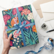 Abstract Boho Anjer Vlinders Inpakpapier