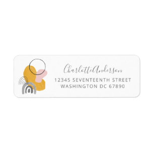 Abstract Boho Art Yellow en Grey Return-adres Etiket