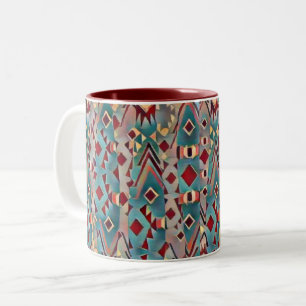 Abstract Boho Azteek Tweekleurige Koffiemok