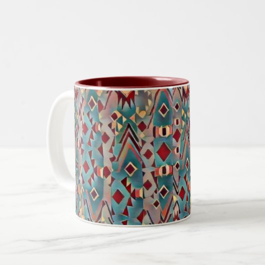 Abstract Boho Azteek Tweekleurige Koffiemok (Voorkant links)