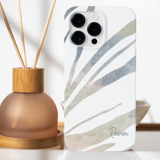 Abstract Boho Bladeren met Naam Case-Mate iPhone Case