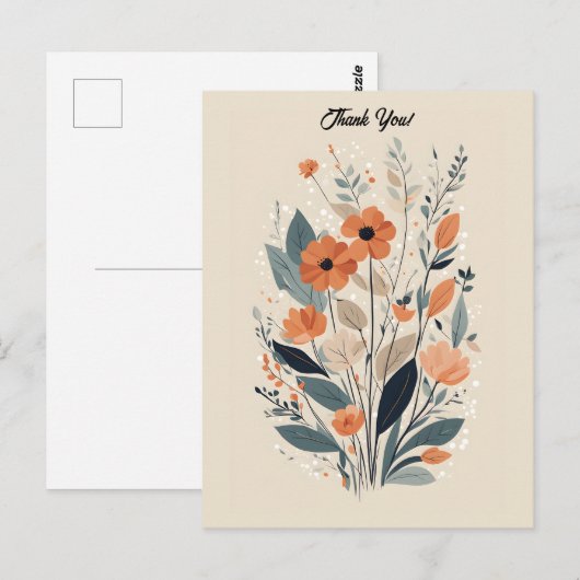 Abstract Boho Bloem Bedankt Briefkaart (Voorkant / Achterkant)