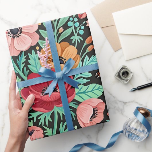 Abstract Boho Bloem Vlinder Inpakpapier (Geschenken)
