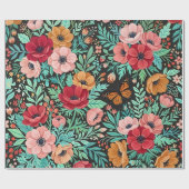 Abstract Boho Bloem Vlinder Inpakpapier (Vlak)