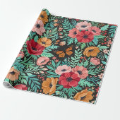 Abstract Boho Bloem Vlinder Inpakpapier (Uitgerold)