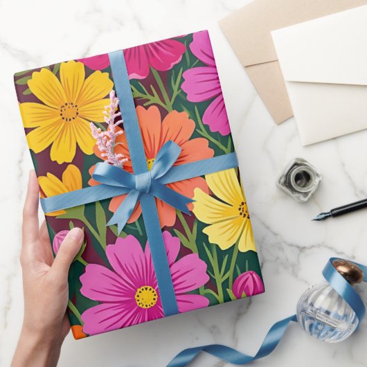 Abstract Boho Bloem Vlinder Inpakpapier (Geschenken)