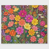 Abstract Boho Bloem Vlinder Inpakpapier (Vlak)