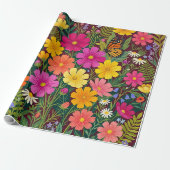 Abstract Boho Bloem Vlinder Inpakpapier (Uitgerold)