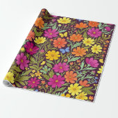 Abstract Boho Bloem Vlinders Inpakpapier (Uitgerold)