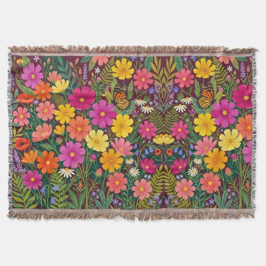 Abstract Boho Bloemschikking Cosmos Vlinder Dekens Deken (Voorkant)
