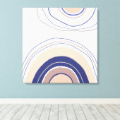 Abstract Boho Bogen - Blauw en Beige Canvas Afdruk (Insitu (Houten vloer))