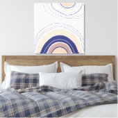 Abstract Boho Bogen - Blauw en Beige Canvas Afdruk (Insitu (Slaapkamer))