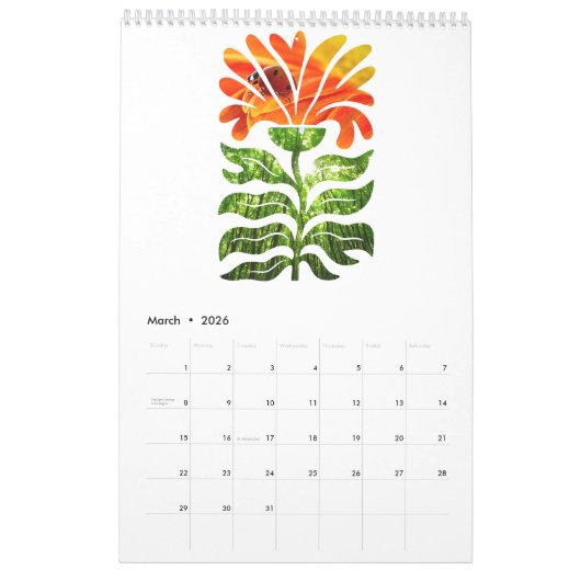 Abstract Boho Botanical Nature 2026 12-month Kalender (Mar 2026)