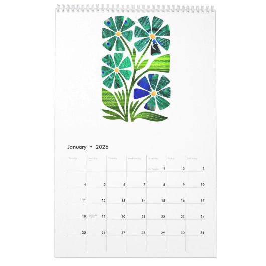 Abstract Boho Botanical Nature 2026 12-month Kalender (Jan 2026)
