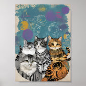 Abstract Boho Cats Print Home Decor Poster (Voorkant)